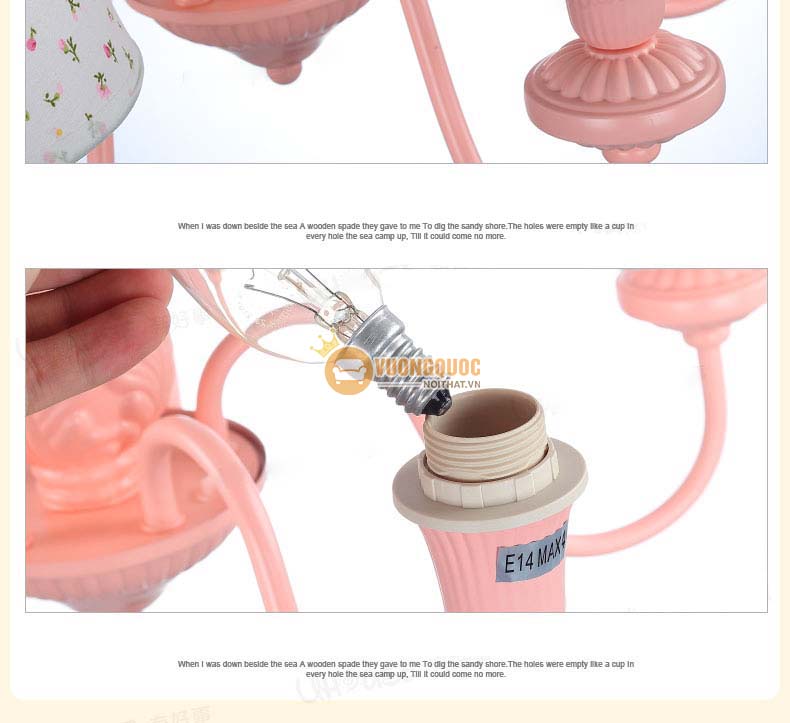 Đèn chùm trẻ em màu hồng ngọt ngào UHS126-15